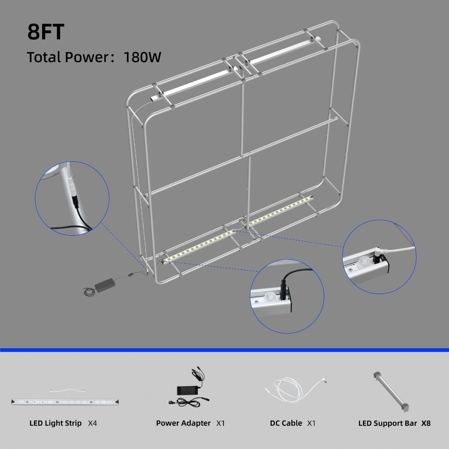Exhibition backdrop display with seamless graphic fabric covering