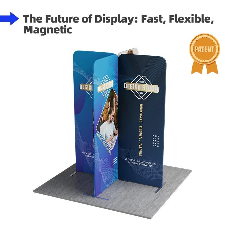 Cross island magnetic trade show booth system