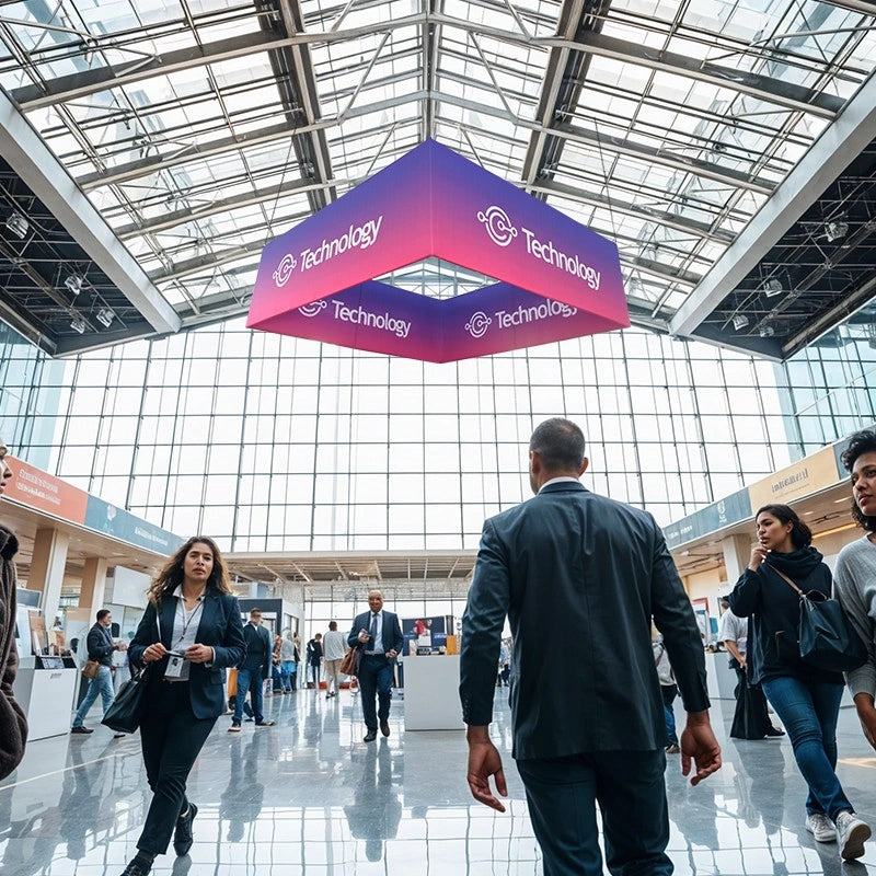 Lightweight square hanging banner with pillowcase fabric design