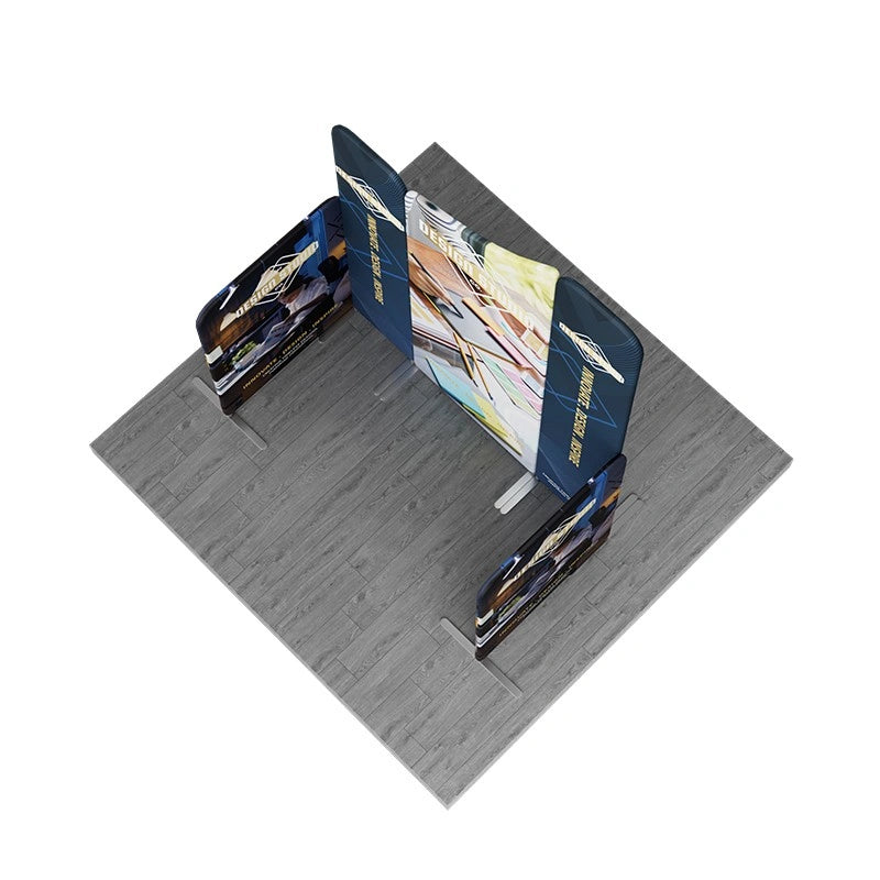 Modular fabric booth with EZ tube magnetic panels