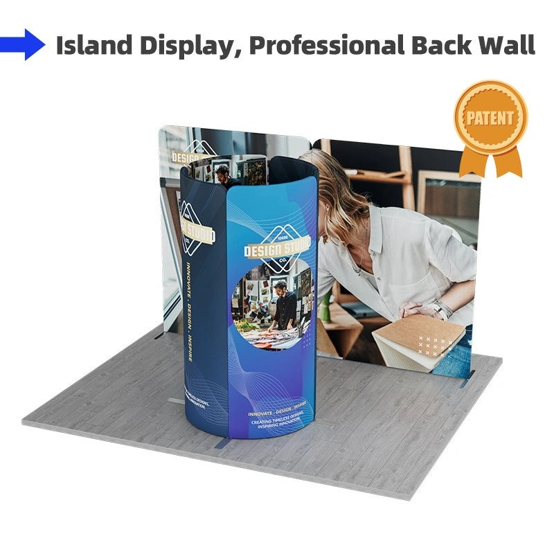 Custom 13x10 exhibition booth with magnetic fabric banner stands