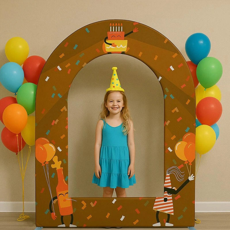 Custom Open Arch Display creating a distinctive focal point for guests, photos, products, and event branding