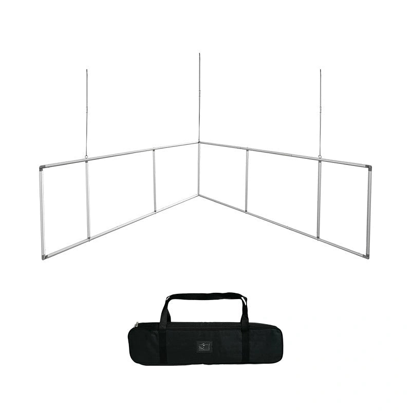 L shaped fabric hanging sign with wrinkle-free graphics