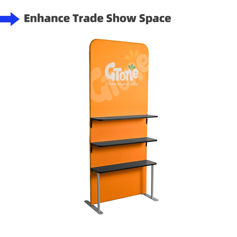 Portable retail fabric display stand with custom graphics