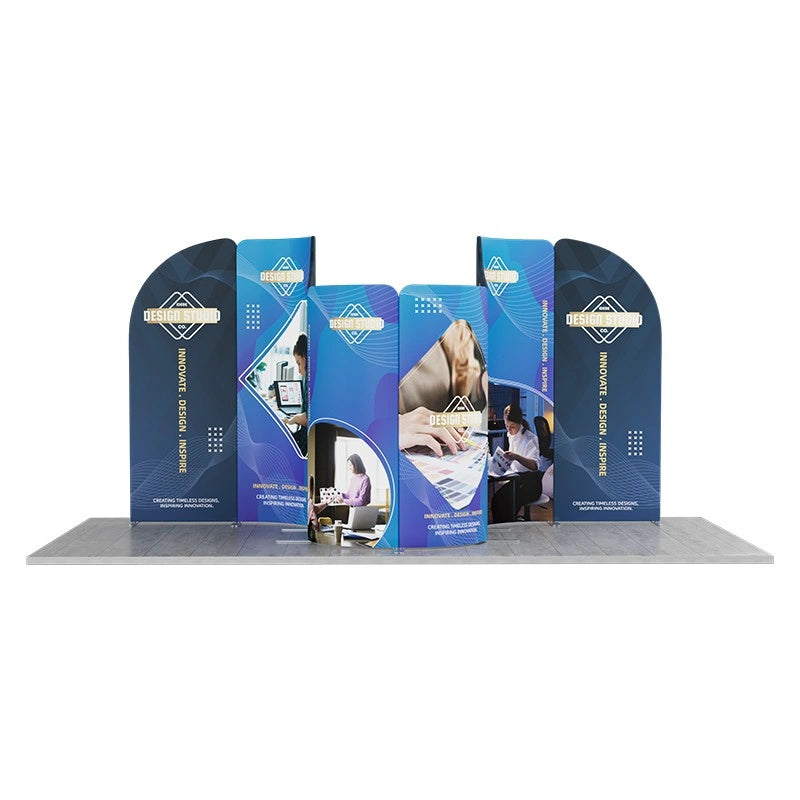 Curved modular fabric display system for trade shows and expos