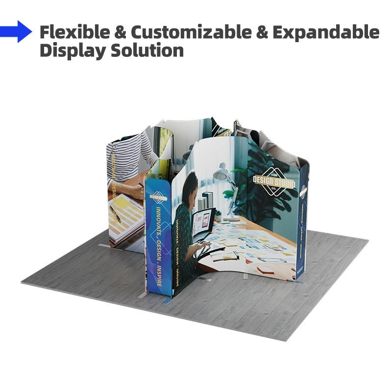 Magnetic modular 13x13 fabric display booth setup