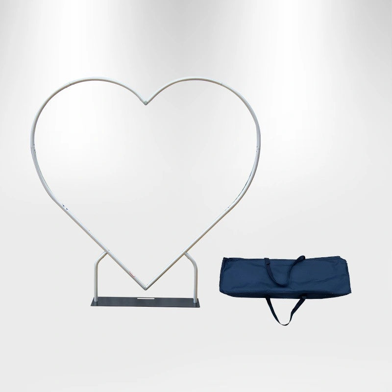 Heart shaped promotional backdrop with custom graphics for retail campaigns, brand activations, and product launches