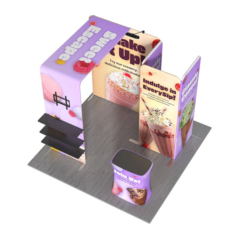 10x10 Trade Show Display Kit featuring seamless custom graphics for impactful brand presentations.