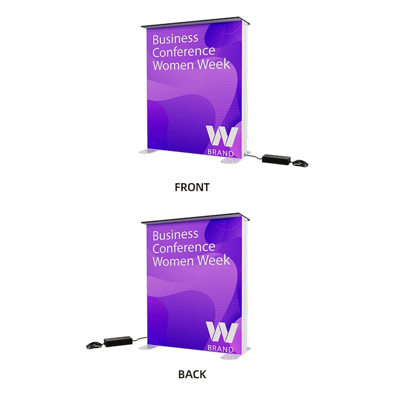 Backlit SEG counter display for creating an eye-catching visitor welcome area at trade shows and exhibitions