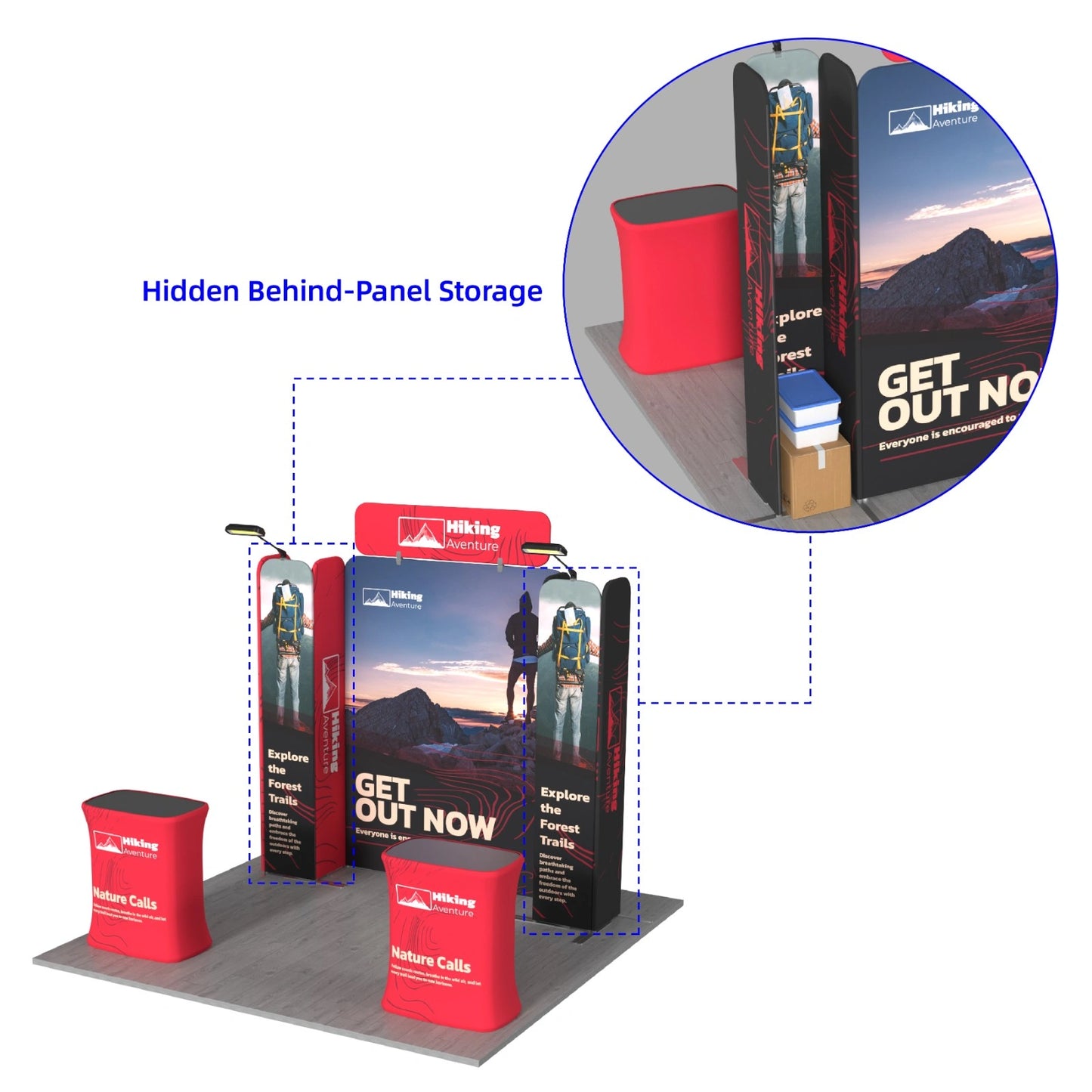 Reusable 10x10ft booth kit with custom branding for expos, conventions, and marketing events