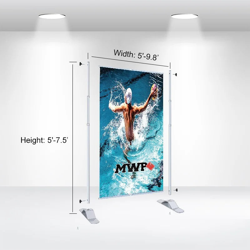 Step and repeat photo backdrop with adjustable frame for red carpets, press areas, and branded event photography.