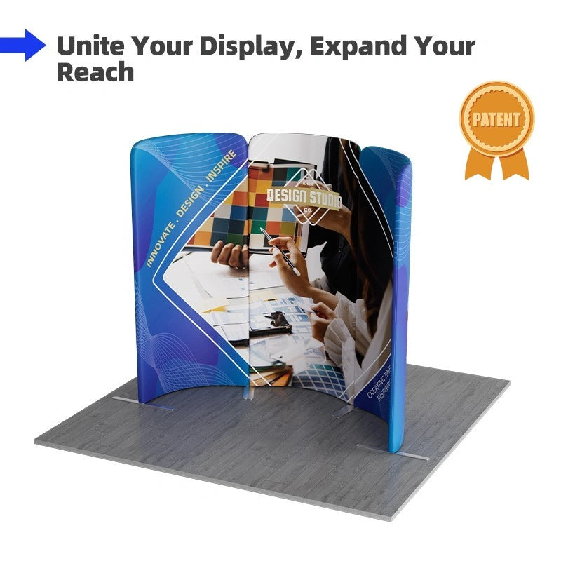 Curved magnetic modular booth system for exhibitions