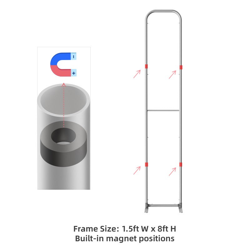 Magnetic Straight Fabric Banner Stand - Flame-Retardant 240g Tension Fabric