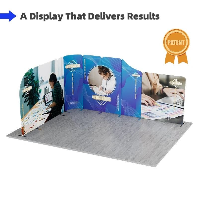 Custom 16.4x13 exhibition display with magnetic fabric banner stands