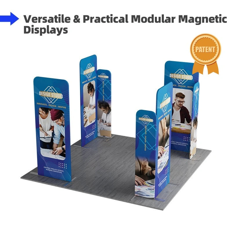 Custom 10x10 exhibition booth with magnetic fabric panels