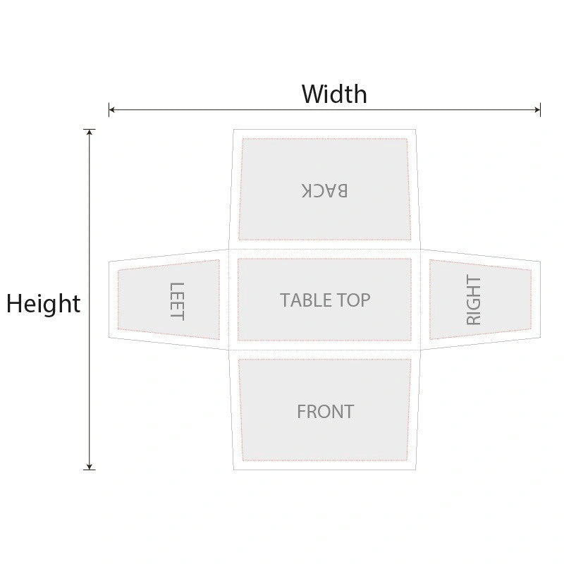 Promotional event setup with branded stretch table cover