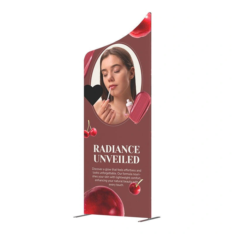 Custom printed B6 booth display with dedicated space for product demonstrations and customer interactions