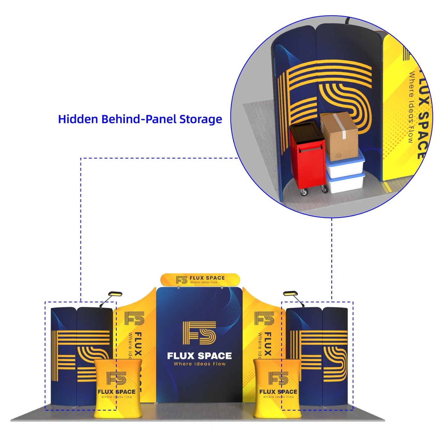 Portable 10x20ft Trade Show Booth Kit B9 with coordinated custom graphics for conferences and industry expos