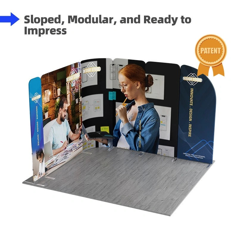 L-shaped magnetic exhibition booth configuration C