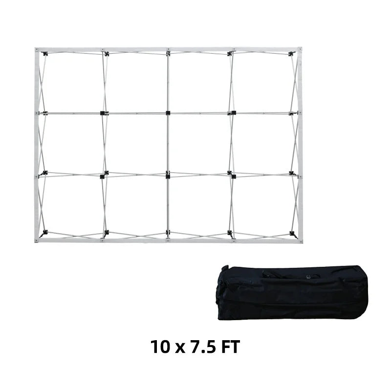Trade show fabric pop up backdrop with reinforced circular tube aluminum construction