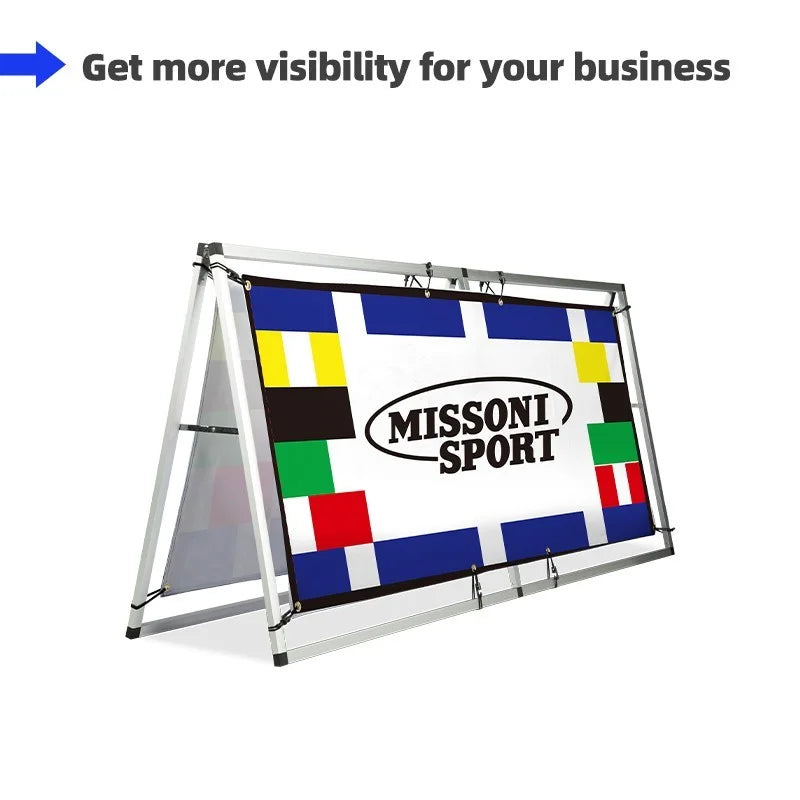 A-Frame Banner Stand with custom printed graphics for trade shows and promotional events
