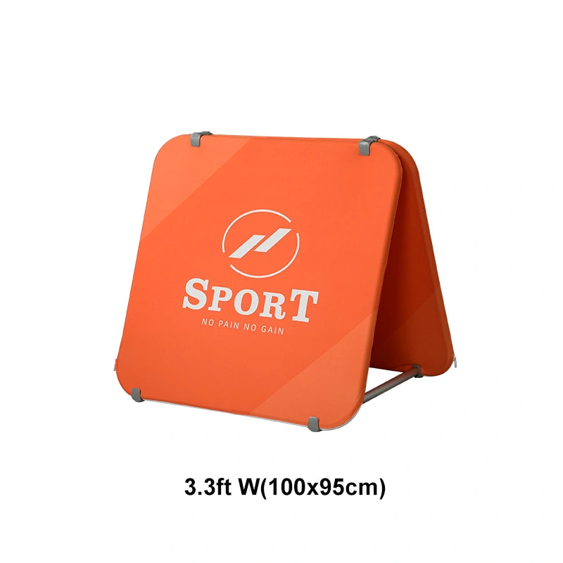 Side angle of A-frame banner stand showing sturdy frame design