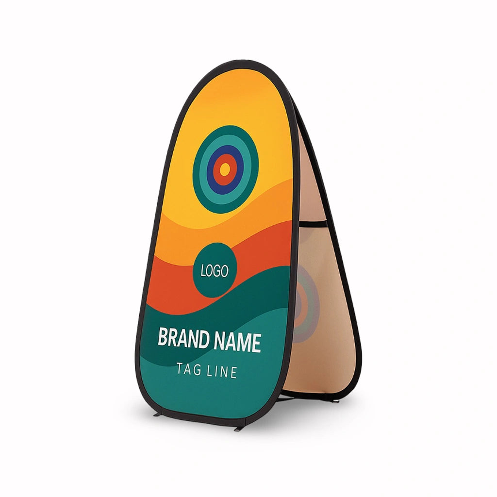 Ball target pop up banner for interactive trade show games