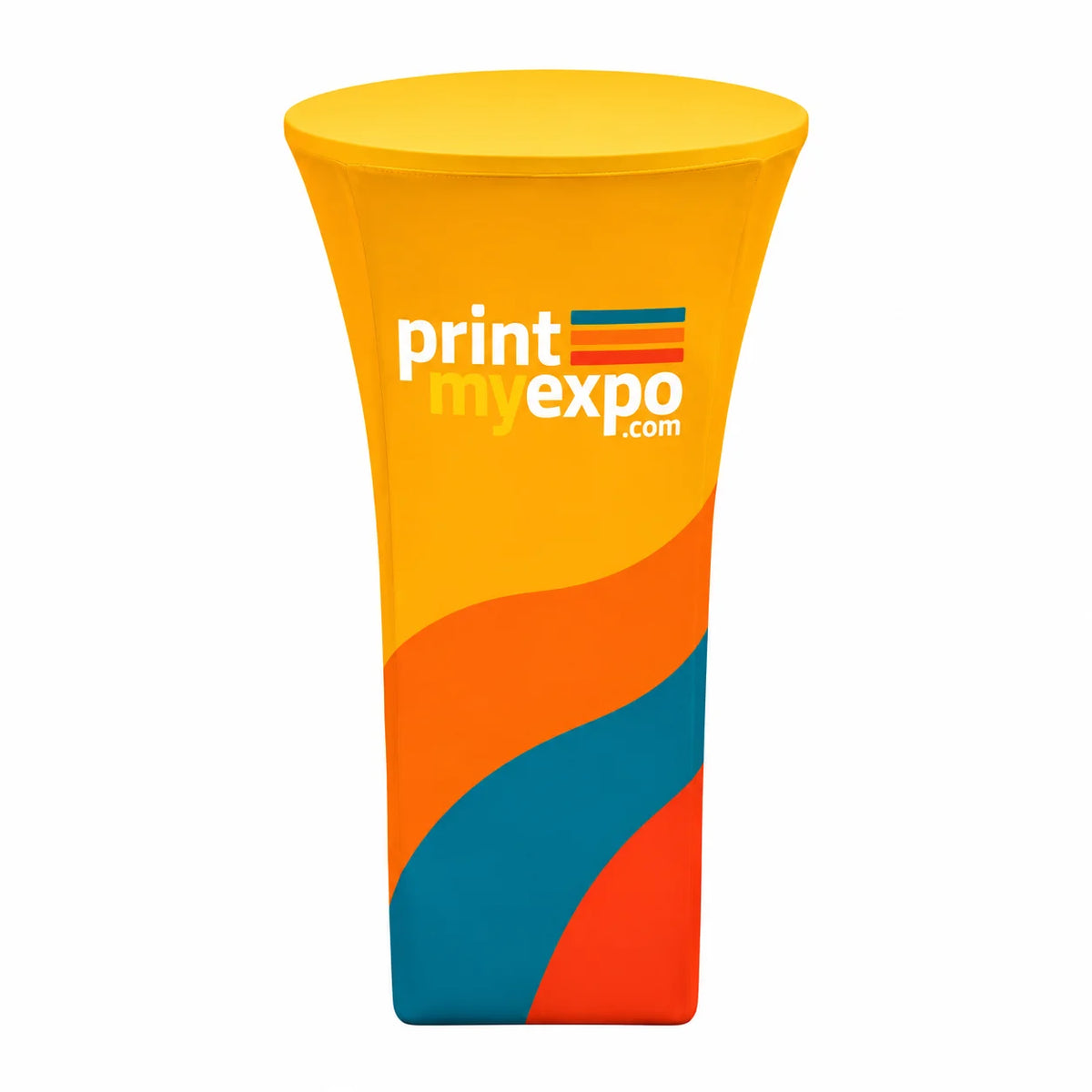 PrintMyExpo Bar Height Display Counter with custom graphics for exhibitions, trade shows, and brand activations