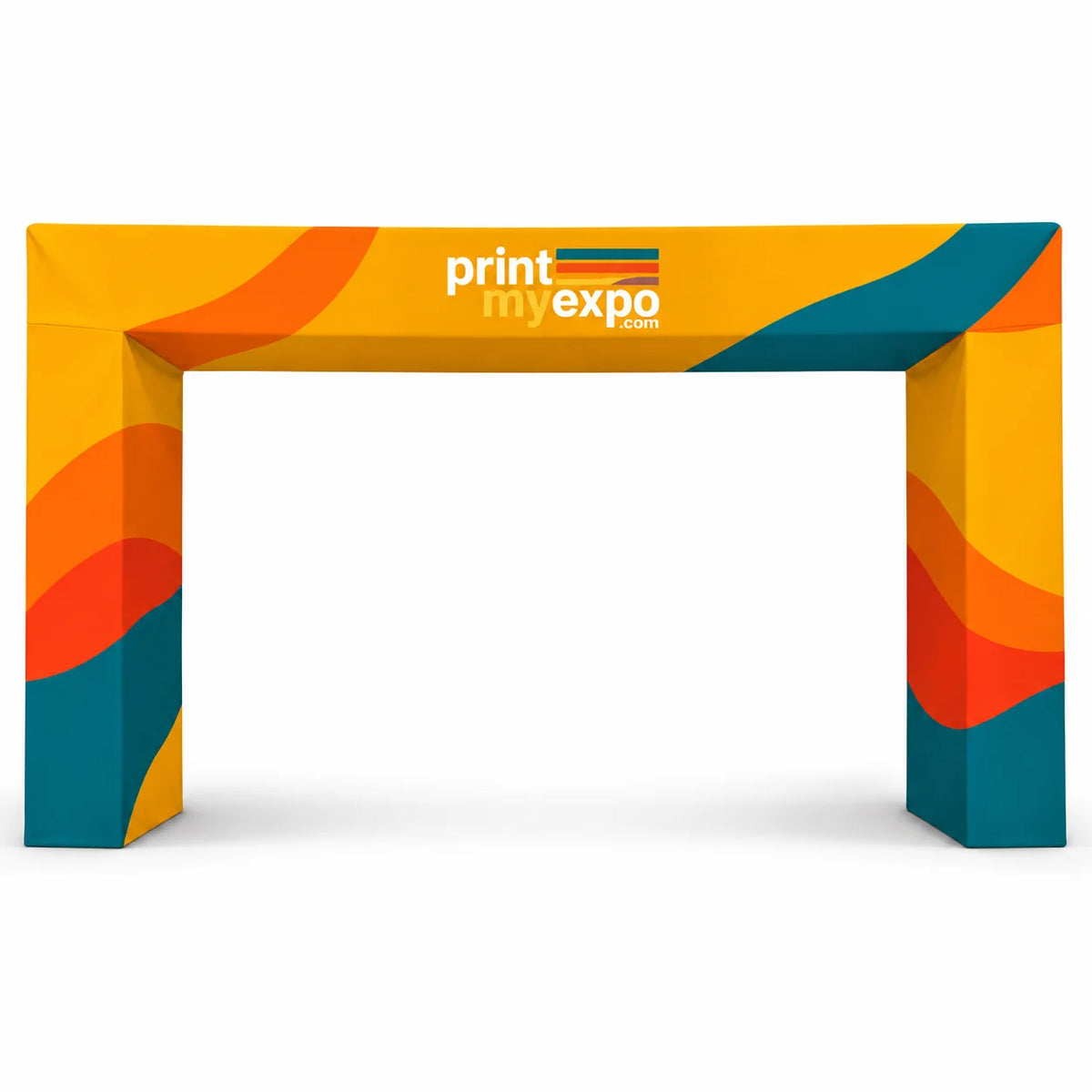 PrintMyExpo 3D Rectangular Archway with custom branded fabric graphics for trade shows and event entrances