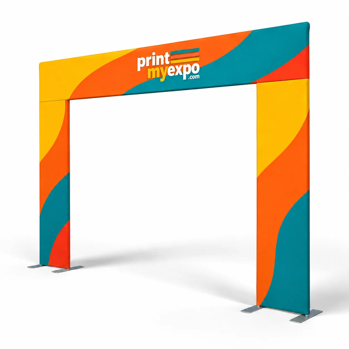 PrintMyExpo Flat Square Door Arch Stand with custom graphics for branded event entrances