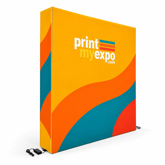 PrintMyExpo SEG Fabric Popup Display with custom graphics for trade shows and branded events