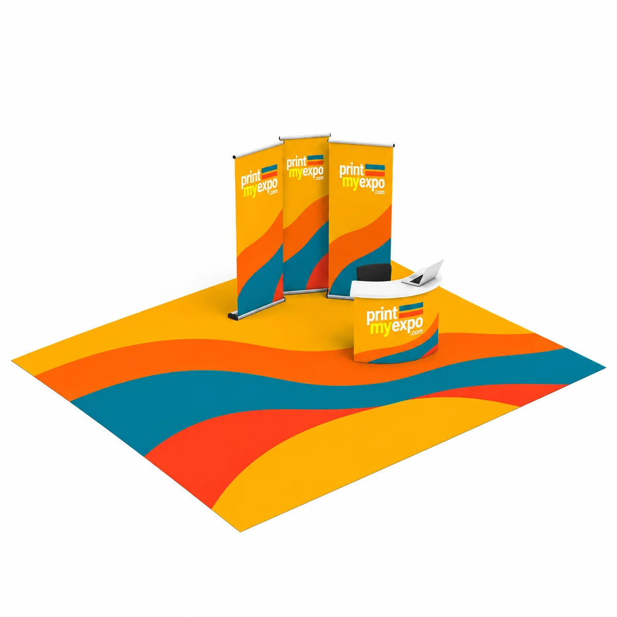 PrintMyExpo Crystal Velvet Carpet with custom printed graphics for branded event spaces