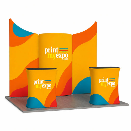 10x10ft Trade Show Booth Kit B13 with custom printed graphics designed for professional trade shows and business exhibitions