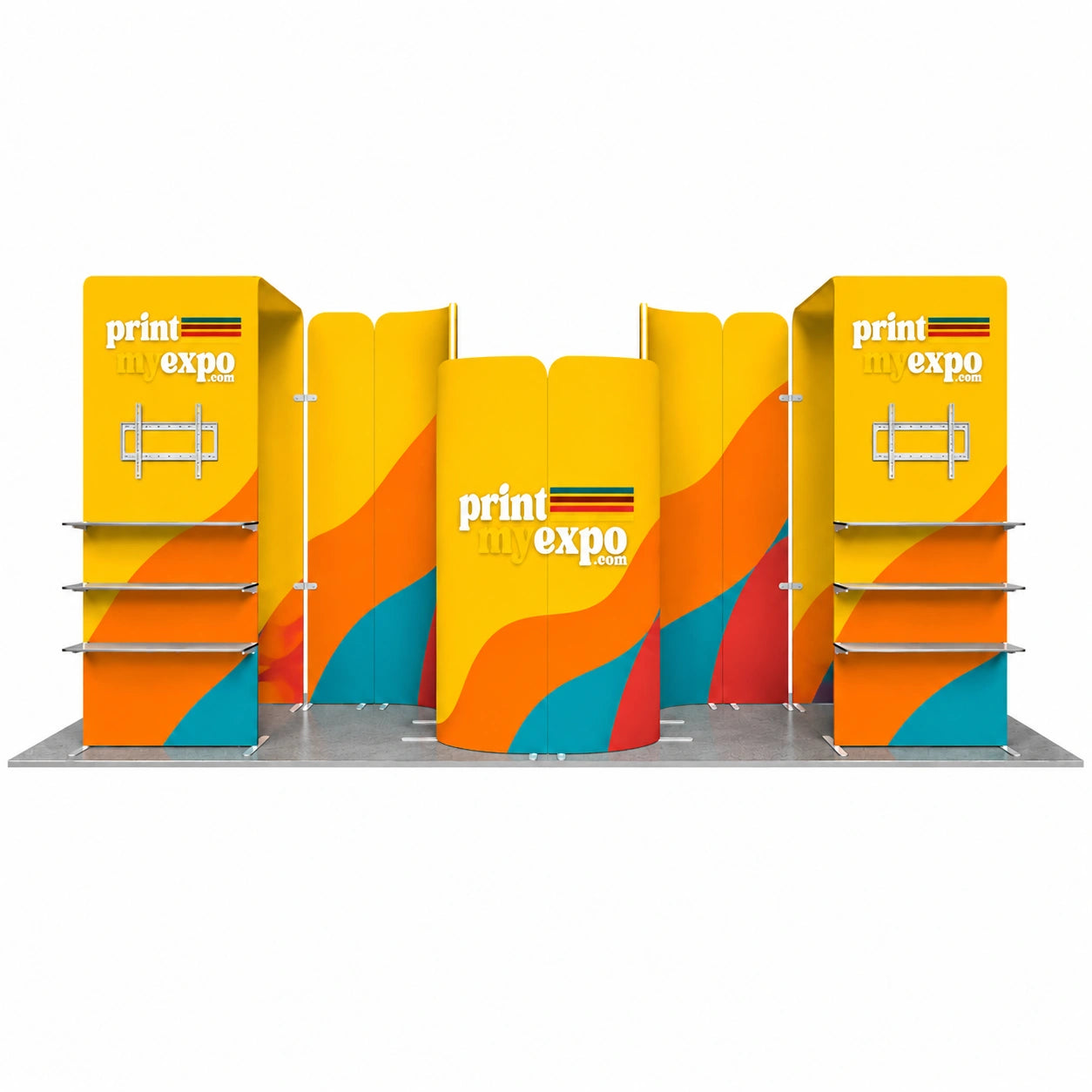 10x20ft Trade Show Booth Kit B8 with custom printed graphics for busy trade shows, expos, and professional exhibitions