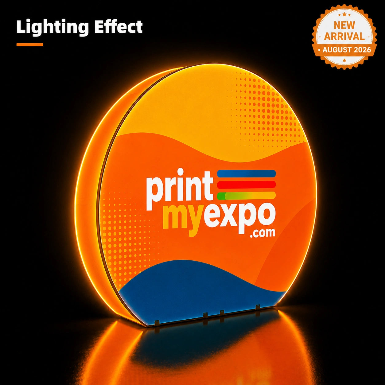 Custom 3D Circle Backdrop with seamless tension fabric graphics for professional trade show and exhibition displays.