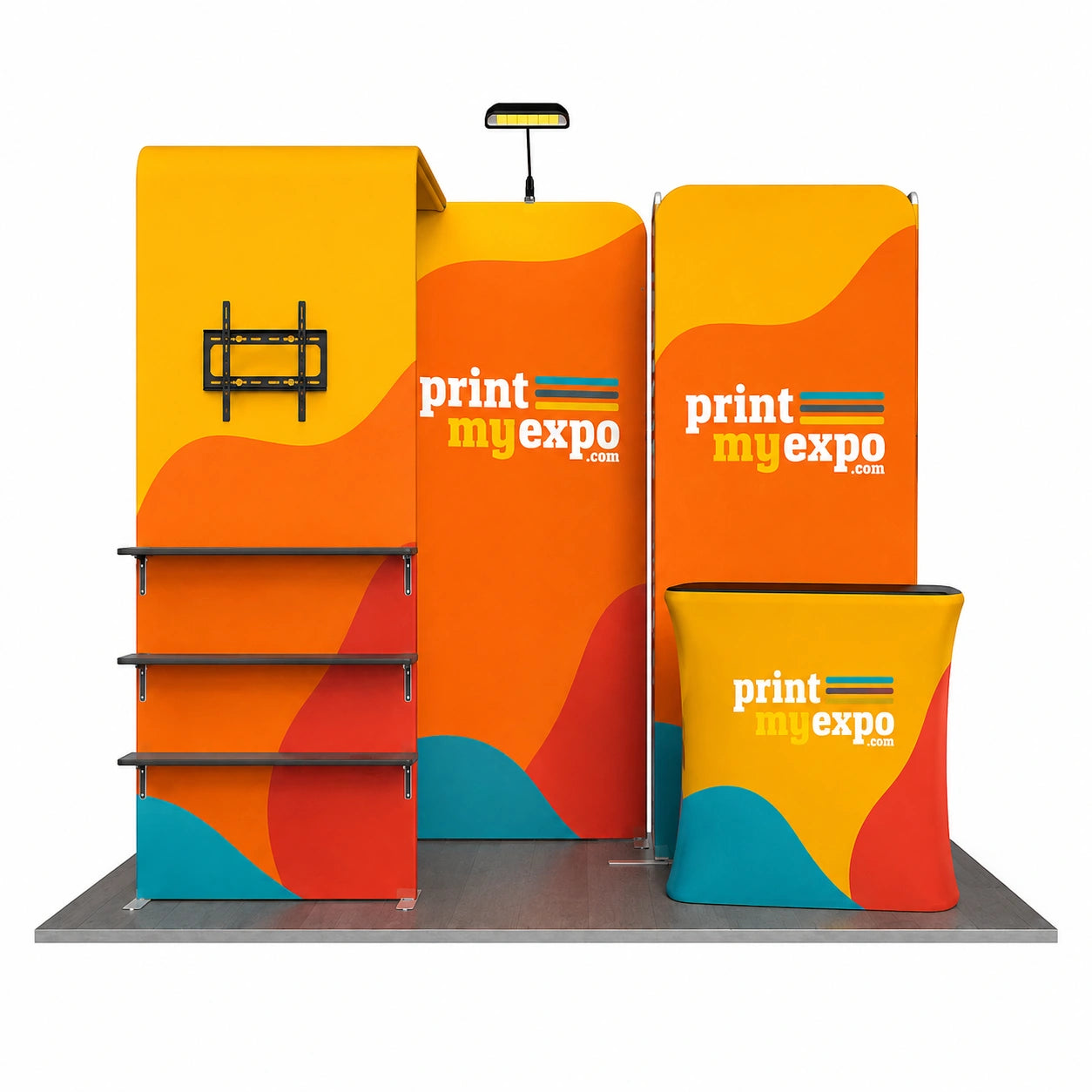 10x10 Trade Show Booth Kit B5 with coordinated custom graphics for professional exhibition displays.