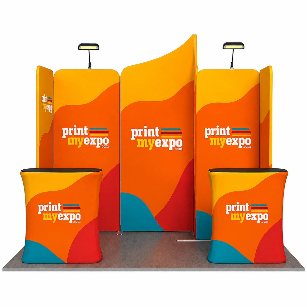 10x10 Trade Show Booth Kit B7 with coordinated custom graphics for professional exhibition displays.