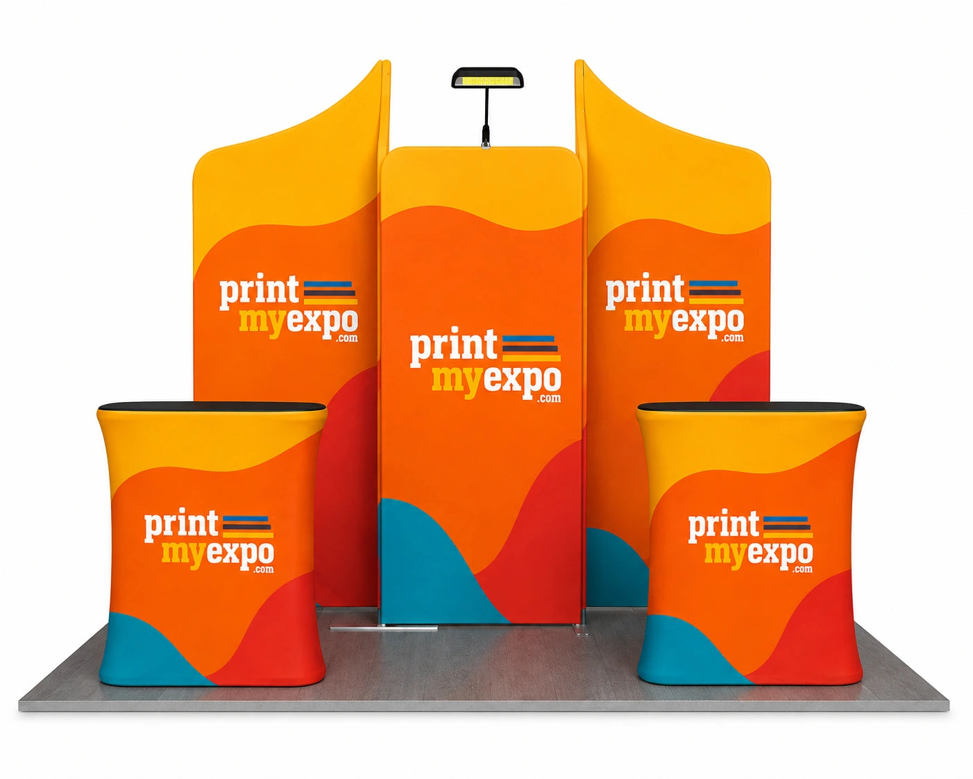 10x10ft Trade Show Booth Kit B9 with custom printed fabric graphics for professional trade show and exhibition displays