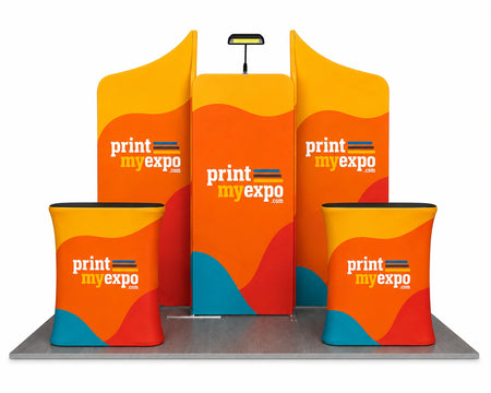 10x10ft Trade Show Booth Kit B9 with custom printed fabric graphics for professional trade show and exhibition displays