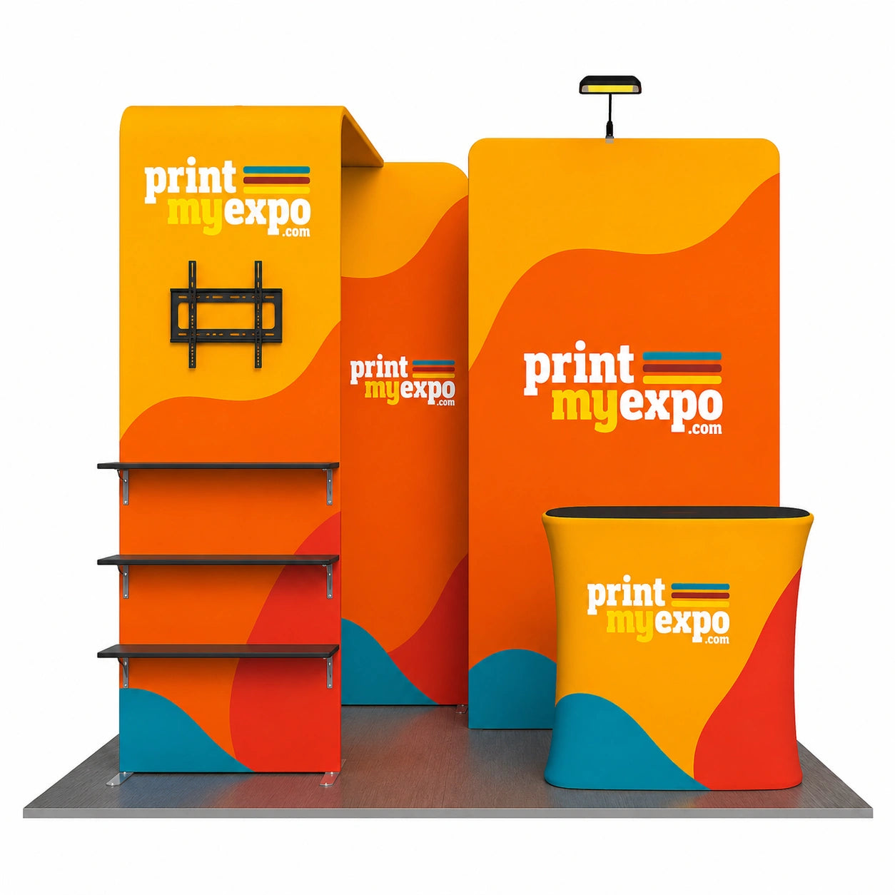 10x10ft Trade Show Booth Kit D4 with custom printed fabric graphics for professional trade show exhibitions