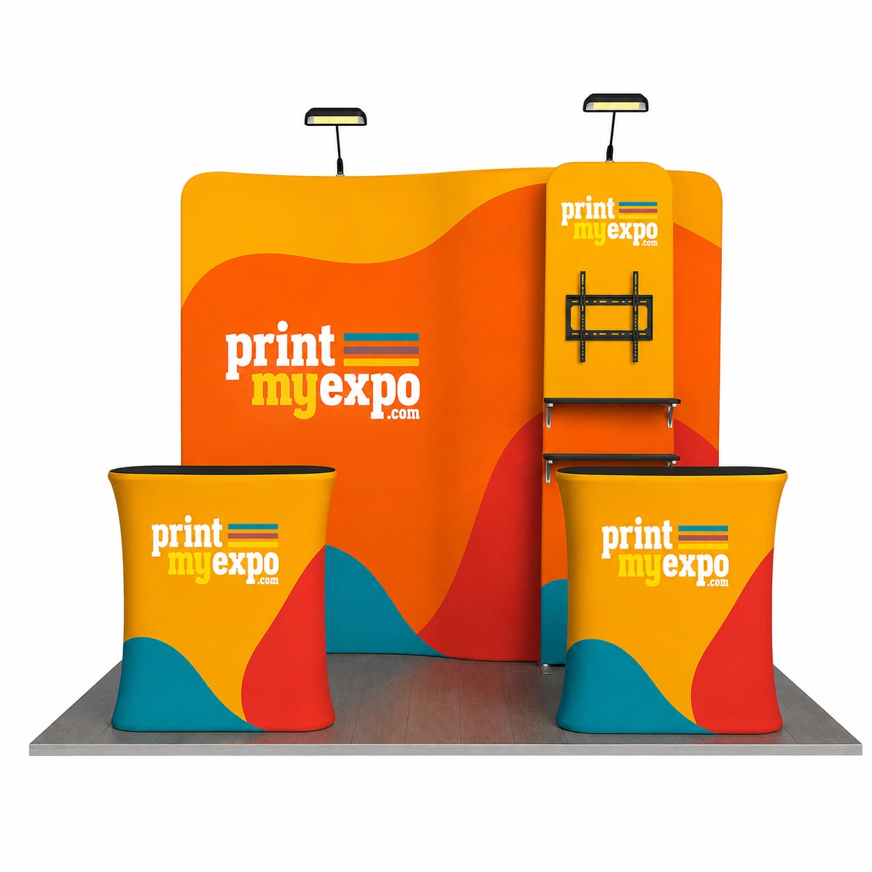 10x10ft Trade Show Booth Kit A6 with custom printed fabric graphics for professional trade show exhibitions