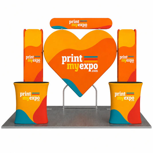 10x10ft Trade Show Booth Kit D5 with custom printed fabric graphics for impactful trade show exhibitions