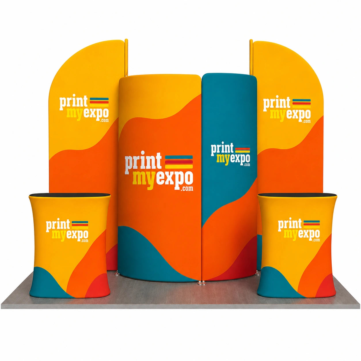 10x10ft Trade Show Booth Kit B12 with custom printed fabric graphics for professional trade show exhibitions