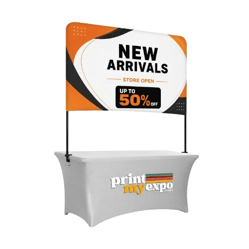 Retail countertop banner display on checkout counter