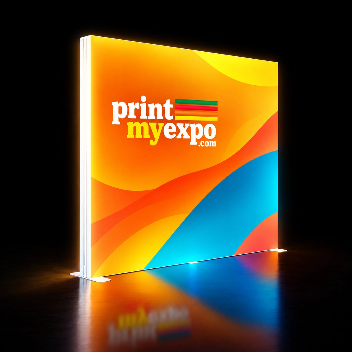 Vivid PrintMyExpo colors come to life on the 6.6x8.2ft SEG Backlit Light Box Display for an eye-catching trade show backdrop.