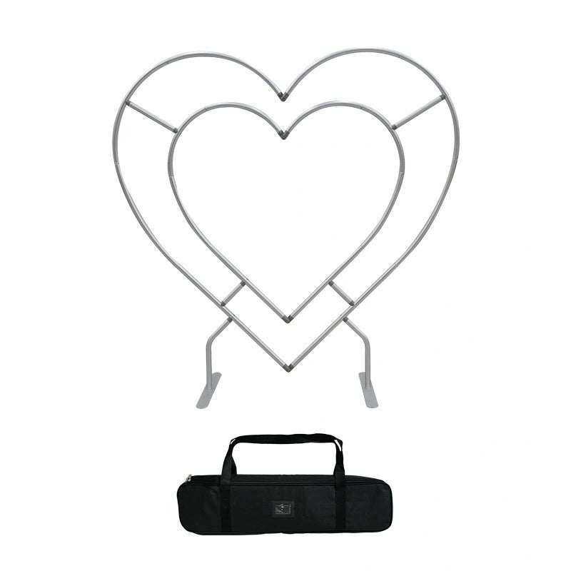 Freestanding double layer heart shaped backdrop structure for events