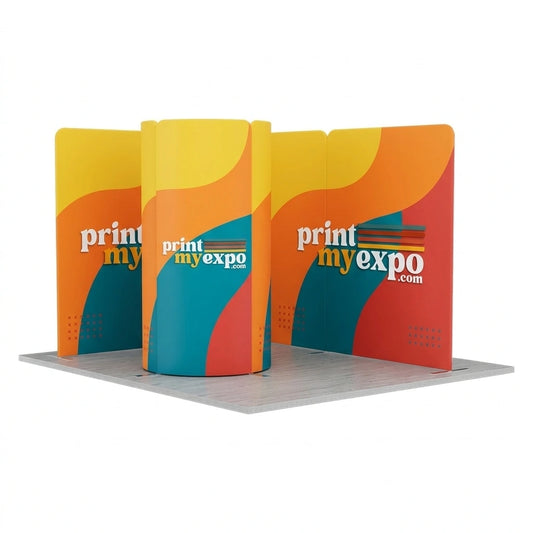 13x10 magnetic modular fabric trade show booth with curved and straight panels