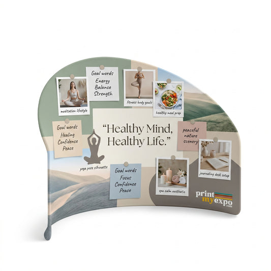 A-Frame Vision Board Backdrop Stand with career success themed custom graphics