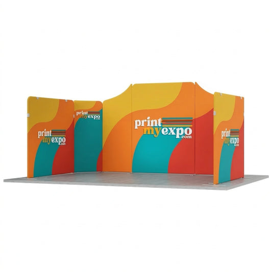 16.4x10 magnetic modular fabric trade show booth with U-shaped layout
