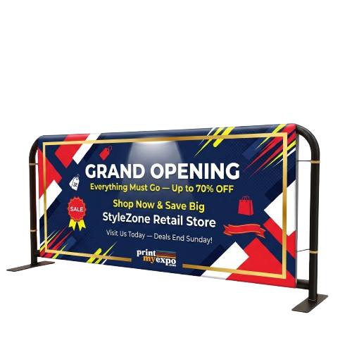 Retail store barricade covers for in-store branding